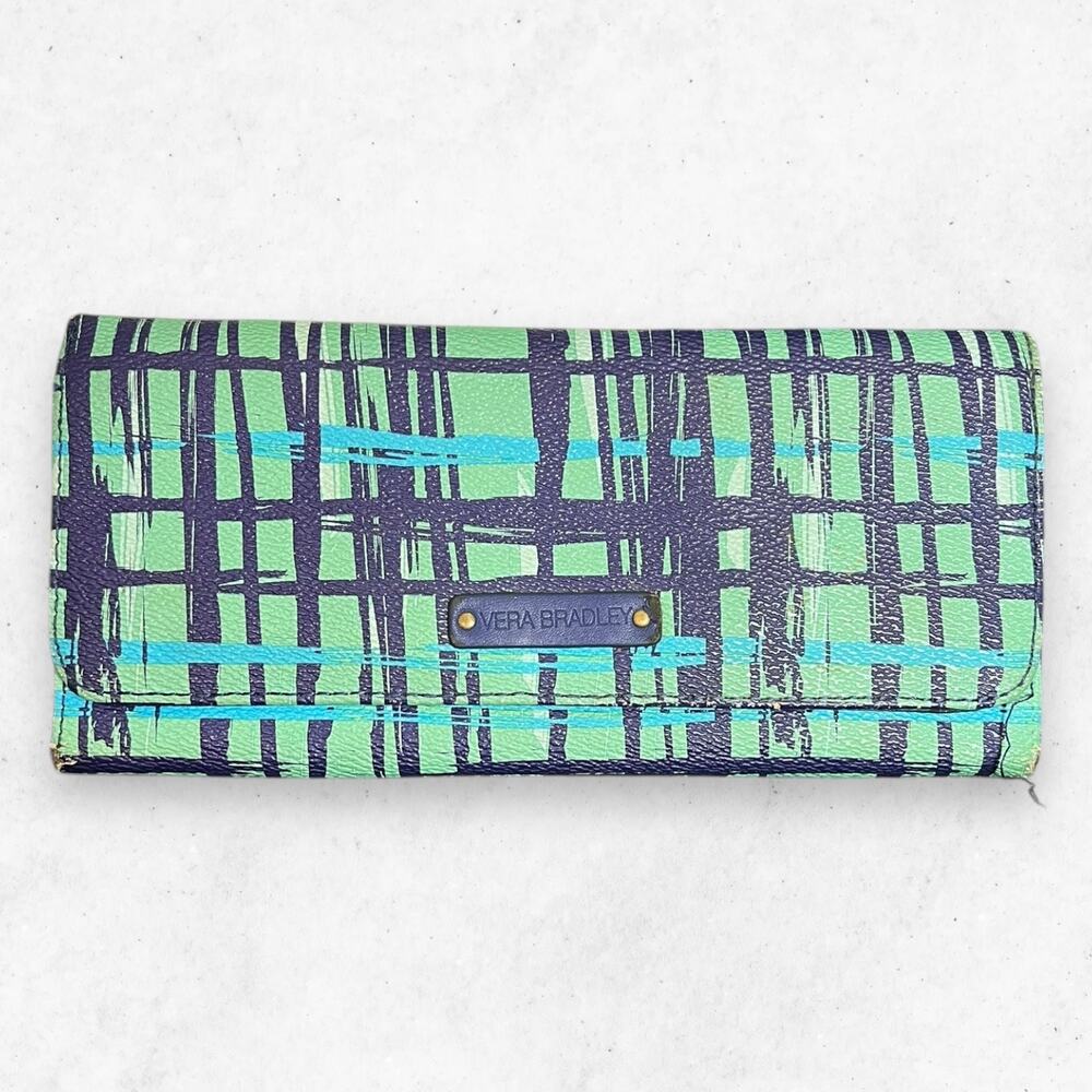 Vera Bradley Peacock Garden Trifold RFID Accordion Wristlet Back Zip‎ Wallet